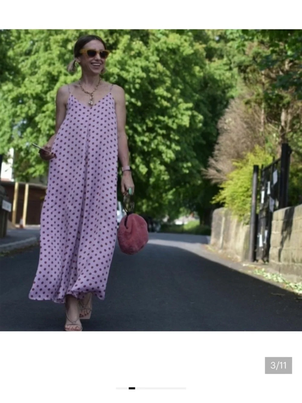 ZARA Pink Polka Dot Slip Midi Dress SIZE M NWT - Picture 4 of 5